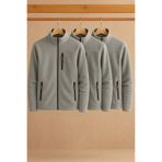 COMBİNE MİCHAİL Erkek Fermuarlı Salaş Gri 3 Lü Sweatshirt