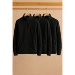 COMBİNE MİCHAİL Erkek Fermuarlı Salaş Siyah 3 Lü Sweatshirt