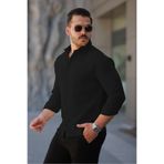 COMBİNE MİCHAİL Erkek Keten Görünüm Siyah Bol Müslin Gömlek