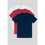COMBİNE MİCHAİL Erkek Kırmızı-lacı-hakı Slim Fit Bisiklet Yaka 3-lü %100 Pamuk Tişört Paketi