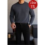 COMBİNE MİCHAİL Erkek Kışlık Salaş Basic Füme Sweatshirt