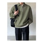 COMBİNE MİCHAİL Erkek Polo Yaka Yarım Fermuarlı Sweatshirt HAKİ