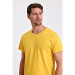 Combine Michail Erkek Slim Fit Pamuk Bisiklet Yaka Basic Tişört Sarı - XL