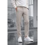 COMBİNE MİCHAİL Erkek Straight Fit Pamuklu Krem Pantolon