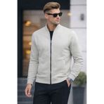 COMBİNE MİCHAİL Erkek Tam Fermuarlı Salaş Gri Sweatshirt