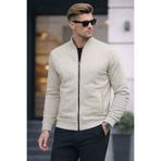 COMBİNE MİCHAİL Erkek Tam Fermuarlı Salaş Krem Sweatshirt