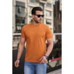 Combine Michail Erkek Turuncu Slim Fit Bisiklet Yaka Pamuk Kısa Kollu Pamuklu Tişört - Turuncu - XL