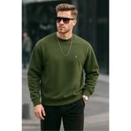 COMBİNE MİCHAİL Haki Renk Basic Bisiklet Yaka Relaxed Regular Erkek Sweatshirt