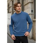 COMBİNE MİCHAİL Indigo Renk Basic Bisiklet Yaka Erkek Sweatshirt