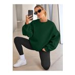 COMBİNE MİCHAİL Kadın Bisiklet Yaka Basic Oversize Sweatshirt KOYU YEŞİL