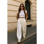 COMBİNE MİCHAİL Kadın Cepli Basic Beyaz Bol Paça Pantolon