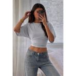 COMBİNE MİCHAİL Kadın Vücuda Oturan Geniş Kol Gri Bluz