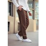 COMBİNE MİCHAİL Kahverengi Renk Erkek Yazlık Keten Karışımı Relaxed Pantolon - Kahverengi