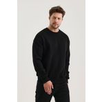 COMBİNE MİCHAİL Siyah Bisiklet Yaka Oversize Şardonlu Basic Erkek Sweatshirt