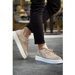 Combineman35 Bej Hafif Ortopedik Taban Günlük Triko Erkek Sneaker Yüksek Tabanlı Spor Ayakkabı