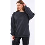 COMEOR Antrasit Kadın Pamuklu Oversize Basic Bisiklet Yaka Sweatshirt