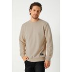 Comeor Erkek Bej Basic Bisiklet Yaka Regular Fit Normal Kesim 2 Iplik Sweatshirt