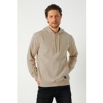 Comeor Erkek Bej Basic Kapüşonlu Regular Fit Normal Kesim 2 Iplik Kumaş Günlük Sweatshirt