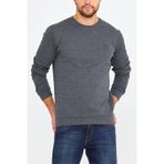 Comeor Erkek Bisiklet Yaka Göğüs Nakış Detaylı Gri Sweatshirt