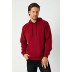 Comeor Erkek Bordo Basic Kapüşonlu Regular Fit Normal Kesim 2 Iplik Kumaş Günlük Sweatshirt