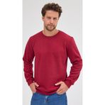 COMEOR Erkek Bordo Standart Fit Normal Kesim Pamuklu Basic Bisiklet Yaka Sweatshirt