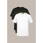 Comeor Erkek Çok Renkli %100 Pamuk T- Shirt Regular Fit Rahat Kesim Bisiklet Yaka 3'lü Basic Tişört Paketi - Haki