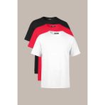 Comeor Erkek Çok Renkli %100 Pamuk T- Shirt Regular Fit Rahat Kesim Bisiklet Yaka 3'lü Basic Tişört Paketi - Kırmızı - 4XL