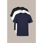 Comeor Erkek Çok Renkli %100 Pamuk T- Shirt Regular Fit Rahat Kesim Bisiklet Yaka 3'lü Basic Tişört Paketi - Lacivert - XS