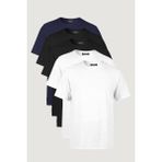Comeor Erkek Çok Renkli %100 Pamuk T- Shirt Regular Fit Rahat Kesim Bisiklet Yaka 5'li Basic Tişört Paketi - Siyah