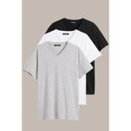 COMEOR Erkek Çok Renkli %100 Pamuk T- Shirt Regular Fit Rahat Kesim V Yaka 3'lü Basic Tişört Paketi