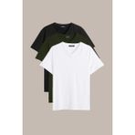 Comeor Erkek Çok Renkli %100 Pamuk T- Shirt Regular Fit Rahat Kesim V Yaka 5'li Basic Tişört Paketi - Haki - XS