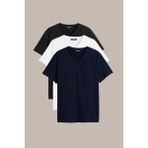 Comeor Erkek Çok Renkli %100 Pamuk T- Shirt Regular Fit Rahat Kesim V Yaka 5'li Basic Tişört Paketi - Lacivert - XS