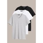Comeor Erkek Çok Renkli %100 Pamuk T- Shirt Regular Fit Rahat Kesim V Yaka 5'li Basic Tişört Paketi - XS - Siyah - Gri - Beyaz