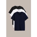 COMEOR Erkek Çok Renkli T- Shirt Regular Fit Rahat Kesim V Yaka 3'lü Basic Tişört Paketi