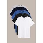 Comeor Erkek Çok Renkli T- Shirt Regular Fit Rahat Kesim V Yaka 5'li Basic Tişört Paketi
