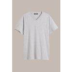 COMEOR Erkek Gri Basıc Regular Fit Pamuklu Kısa Kollu V Yaka T-shirt
