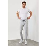 COMEOR Erkek Gri Slim Fit Jogger Cep Nakış Fermuar Detaylı Eşofman Altı