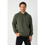 Comeor Erkek Haki Basic Kapüşonlu Regular Fit Normal Kesim 2 Iplik Kumaş Günlük Sweatshirt