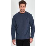 COMEOR Erkek İndigo Çift Bisiklet Yaka Baskı Detaylı Standart Rahat Kesim Sweatshirt