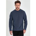 COMEOR Erkek İndigo Çift Bisiklet Yaka Standart Rahat Kesim Sweatshirt