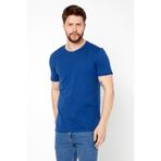 COMEOR Erkek İndigo Slim Fit Pamuklu Kısa Kollu Bisiklet Yaka T-shirt