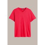 Comeor Erkek Kırmızı %100 Pamuk Basıc Regular Fit Pamuklu Kısa Kollu V Yaka T-shirt - 3XL