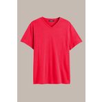 COMEOR Erkek Kırmızı Basıc Regular Fit Pamuklu Kısa Kollu V Yaka T-shirt