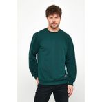 COMEOR Erkek Koyu Yeşil Basic Bisiklet Yaka Regular Fit Normal Kesim 2 İplik Sweatshirt