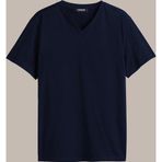 COMEOR Erkek Lacivert Basıc Regular Fit Pamuklu Kısa Kollu V Yaka T-shirt