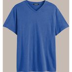 COMEOR Erkek Mavi Basıc Regular Fit Pamuklu Kısa Kollu V Yaka T-shirt