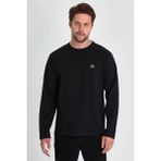 Comeor Erkek Siyah Çift Bisiklet Yaka Baskı Detaylı Standart Rahat Kesim Sweatshirt