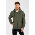 Comeor Haki Kanguru Cepli Kapüşonlu Fermuarlı İçi Pamuklu Erkek Sweatshirt - 2XL