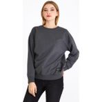 COMEOR Kadın Antrasit Basic Bisiklet Yaka Regular Fit Rahat Sweatshirt