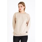 COMEOR Kadın Bej Basic Bisiklet Yaka Regular Fit Rahat Sweatshirt